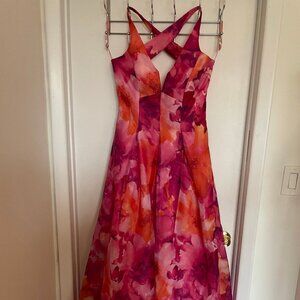 Floral Dress Gown Pink Cross back printed